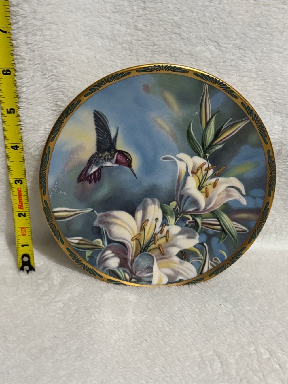 Vintage 1989 Pickard Hummingbird & Lilies Collector Plate 6.5"